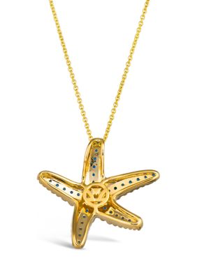 Starfish Pendant Necklace featuring 1/2 ct. t.w. Blueberry Sapphire™ in 14K Honey Gold™