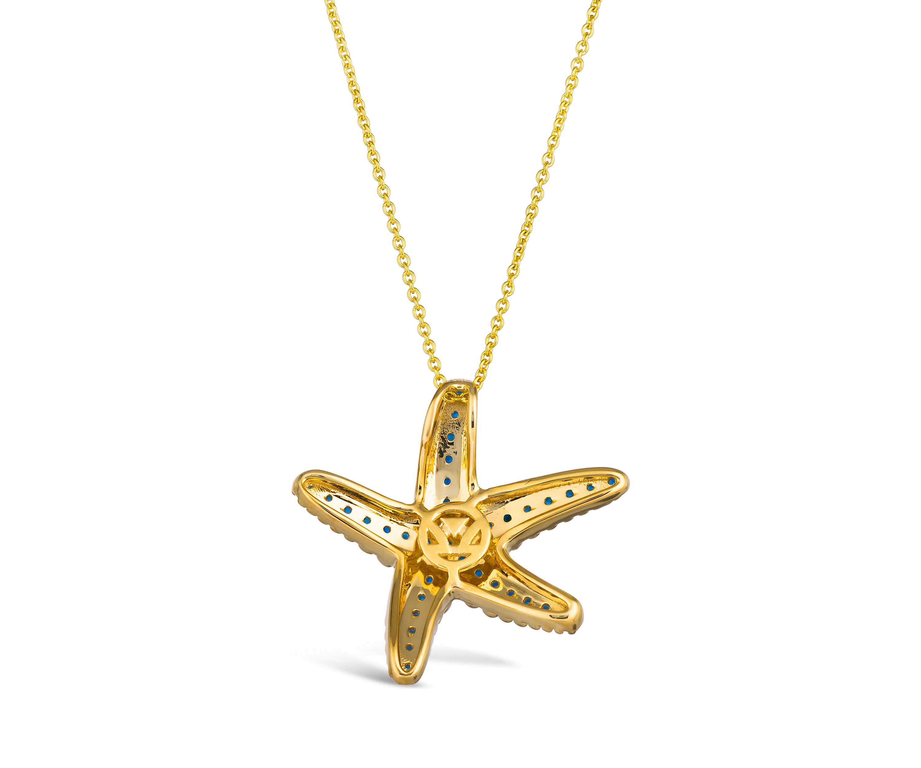 Starfish Pendant Necklace featuring 1/2 ct. t.w. Blueberry Sapphire™ in 14K Honey Gold™
