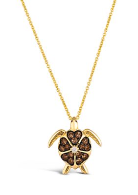 Le Vian Turtle Pendant Necklace Featuring 1/3 Ct. T.w.chocolate Diamonds, Nude Diamondsâ¢ In 14K Honey Gold