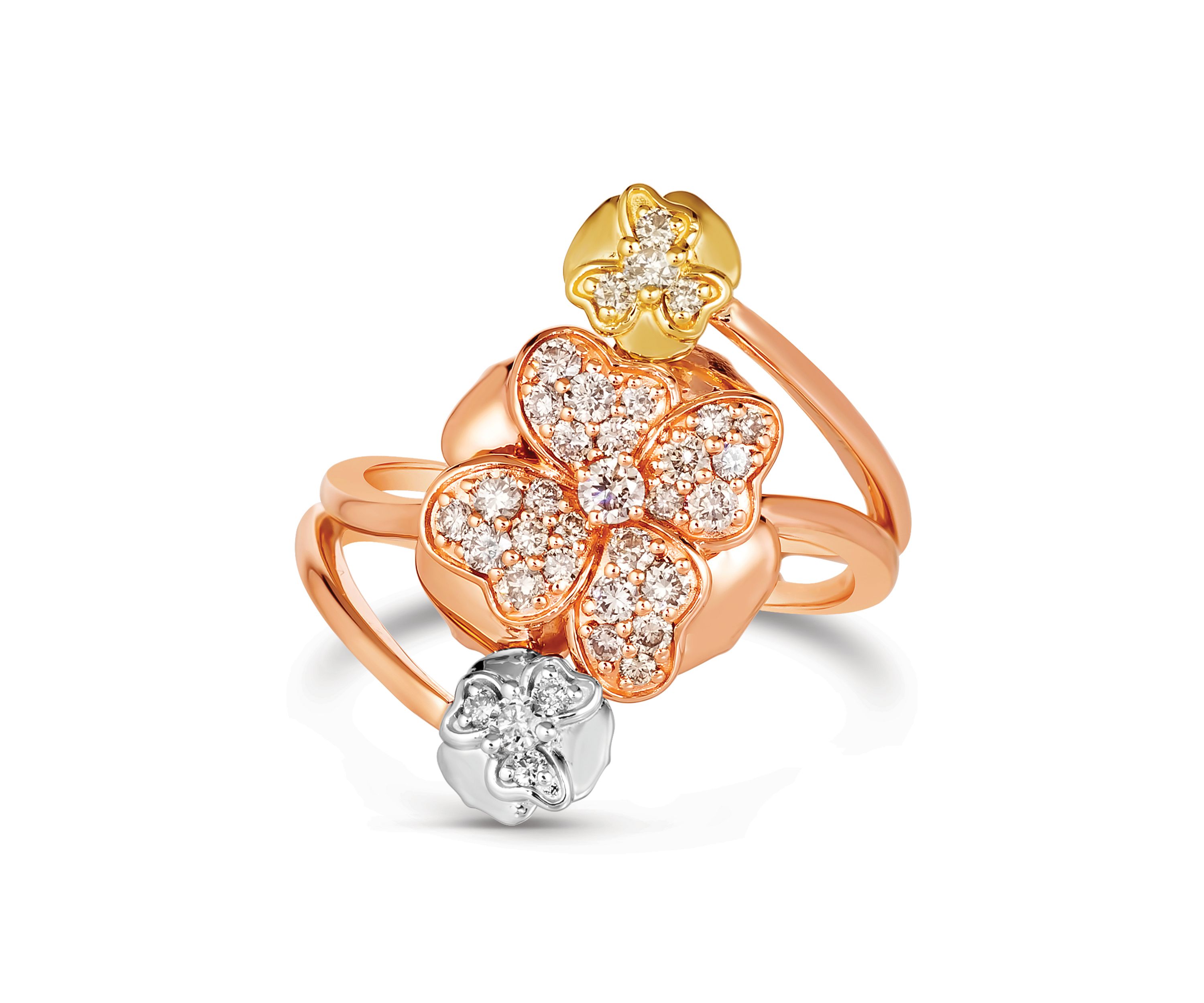 1/2 ct. t.w. Nude Diamonds™ Ring in 14K Tri Tone Gold