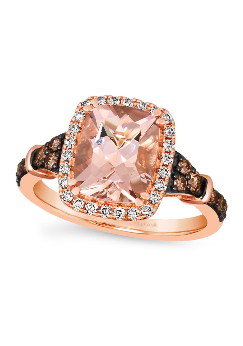 2.25 ct. t.w. Peach Morganite™, 1/4 ct. t.w. Chocolate Diamonds®, 1/5 ct. t.w. Nude Diamonds™ Ring in 14K Strawberry Gold®