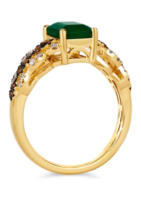 1.2 ct. t.w. Costa Smeralda Emeralds™, 1/6 ct. t.w. Chocolate Diamond®, 1/5 ct. t.w. Nude Diamond™ Ring in 14K Honey Gold™