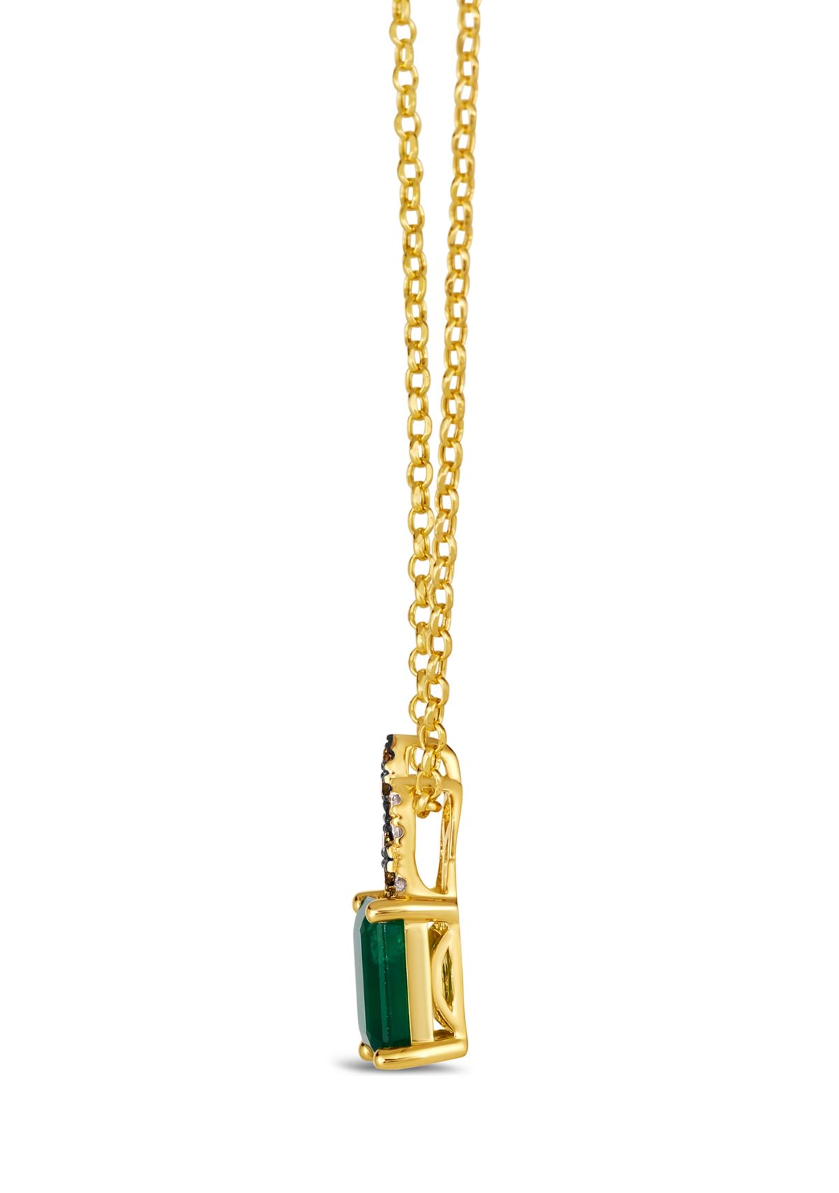 1.2 ct. t.w. Costa Smeralda Emeralds™, 1/20 ct. t.w. Nude Diamonds™, Chocolate Diamonds® Pendant Necklace in 14K Honey Gold™