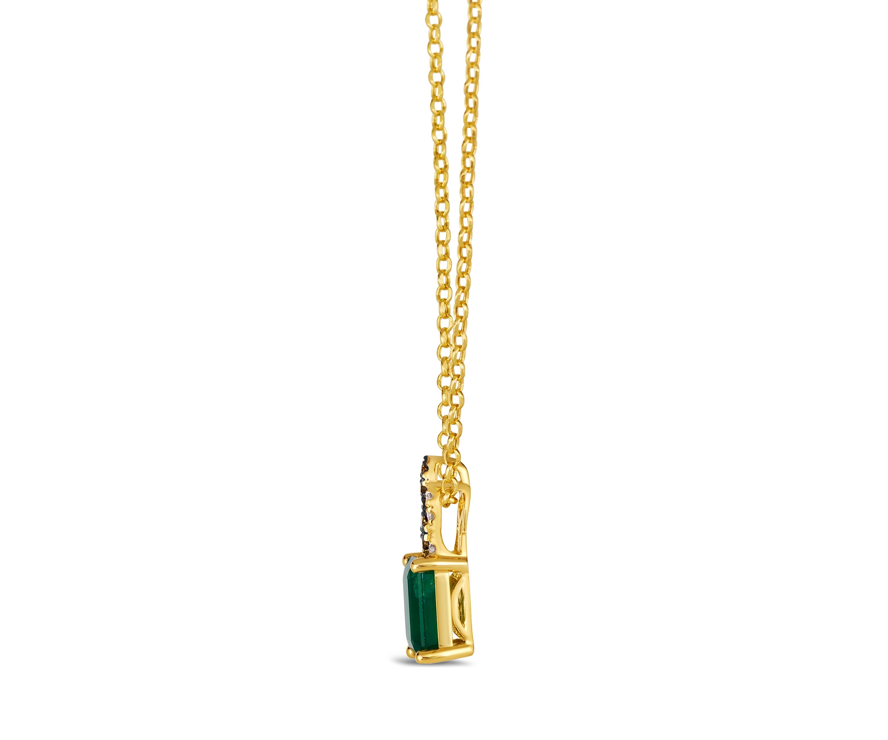 1.2 ct. t.w. Costa Smeralda Emeralds™, 1/20 ct. t.w. Nude Diamonds™, Chocolate Diamonds® Pendant Necklace in 14K Honey Gold™