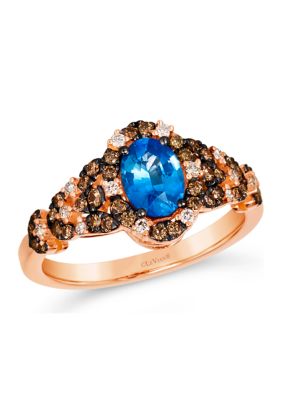  Ring featuring 3/4 ct. t.w. Blueberry Sapphire™, 1/3 ct. t.w. Chocolate Diamonds®, 1/10 ct. t.w. Nude Diamonds™ set in 14K Strawberry Gold®