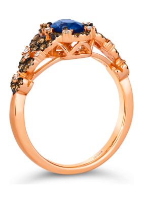  Ring featuring 3/4 ct. t.w. Blueberry Sapphire™, 1/3 ct. t.w. Chocolate Diamonds®, 1/10 ct. t.w. Nude Diamonds™ set in 14K Strawberry Gold®