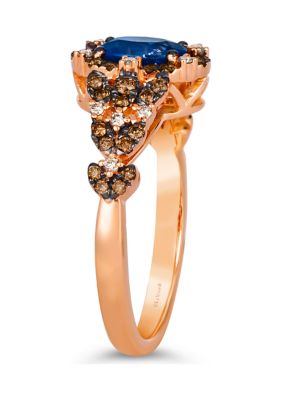  Ring featuring 3/4 ct. t.w. Blueberry Sapphire™, 1/3 ct. t.w. Chocolate Diamonds®, 1/10 ct. t.w. Nude Diamonds™ set in 14K Strawberry Gold®