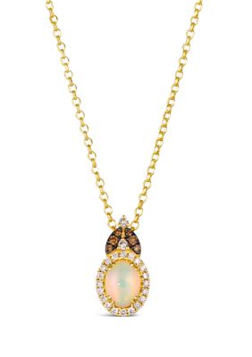 5/8 ct. t.w. Neapolitan Opal™, 1/5 ct. t.w. Nude Diamonds™, 1/20 ct. t.w. Chocolate Diamonds® Necklace in 14K Honey Gold™