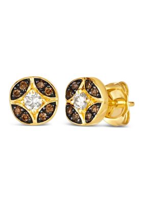 1/8 ct. t.w. Nude Diamonds™, 1/8 ct. t.w. Chocolate Diamonds® Earrings in 14K Honey Gold™