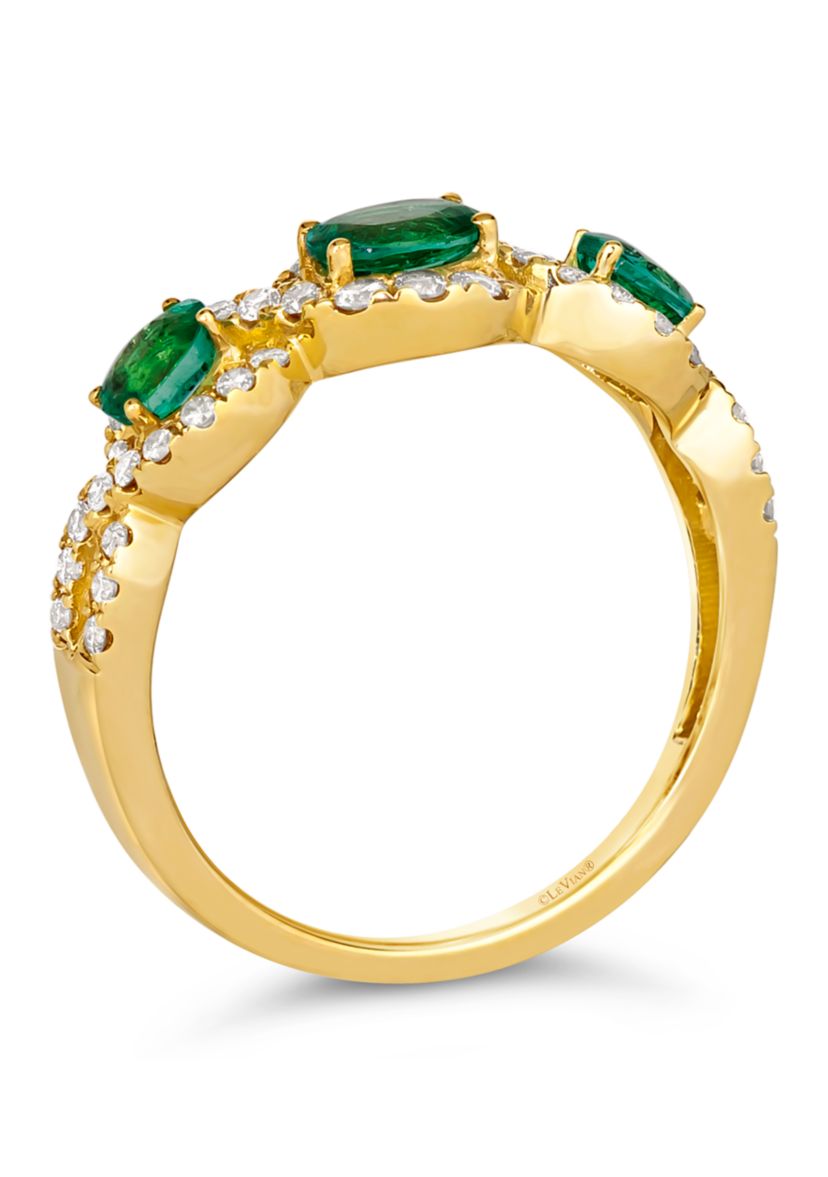 Ring featuring 5/8 cts. Costa Smeralda Emeralds™, 3/8 cts. Nude Diamonds™ set in 14K Honey Gold™