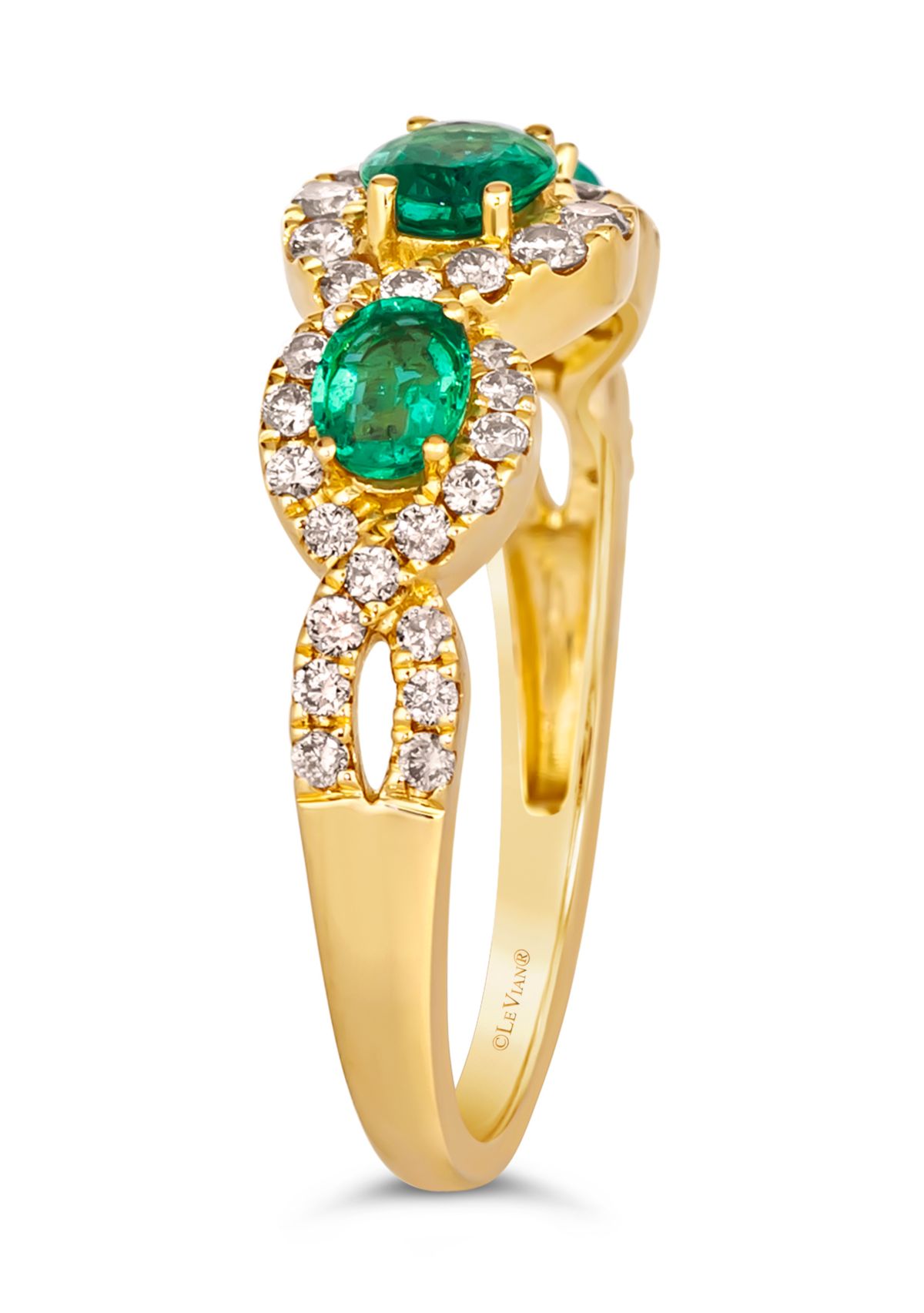 Ring featuring 5/8 cts. Costa Smeralda Emeralds™, 3/8 cts. Nude Diamonds™ set in 14K Honey Gold™