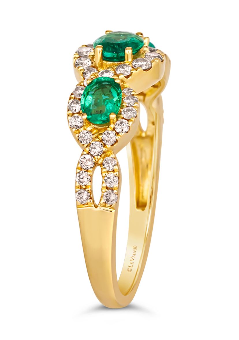 Ring featuring 5/8 cts. Costa Smeralda Emeralds™, 3/8 cts. Nude Diamonds™ set in 14K Honey Gold™