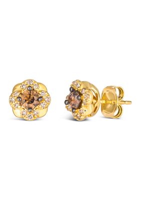 1/3 ct. t.w. Chocolate Diamonds®, 1/8 ct. t.w. Nude Diamonds™ Stud Earrings in 14K Honey Gold™