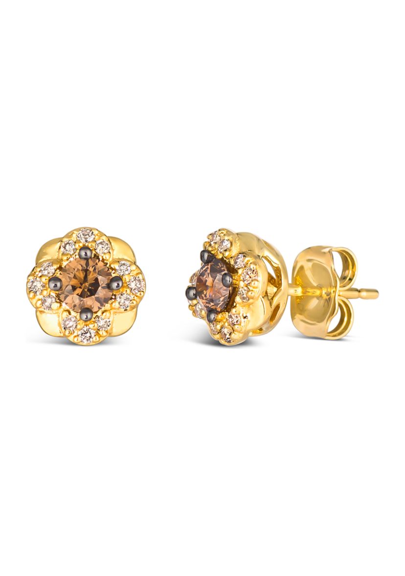 1/3 ct. t.w. Chocolate Diamonds®, 1/8 ct. t.w. Nude Diamonds™ Stud Earrings in 14K Honey Gold™
