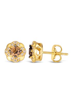 1/3 ct. t.w. Chocolate Diamonds®, 1/8 ct. t.w. Nude Diamonds™ Stud Earrings in 14K Honey Gold™