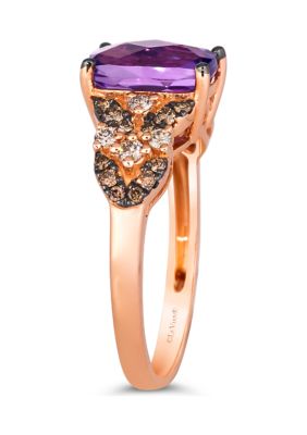 Le Vian® Ring featuring 1.88 ct. t.w. Grape Amethyst™, 1/6 ct. t.w. Nude Diamonds™, 1/4 ct. t.w. Chocolate Diamonds® set in 14K Strawberry Gold®