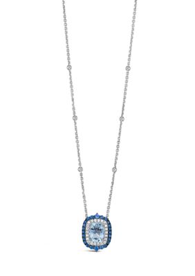 Le Vian 2.5 ct. t.w. Sea Blue Aquamarine®, 5/8 ct. t.w. Blueberry Sapphire™, 3/8 ct. t.w. Vanilla Diamonds , Chocolate Diamonds Necklace in 14K