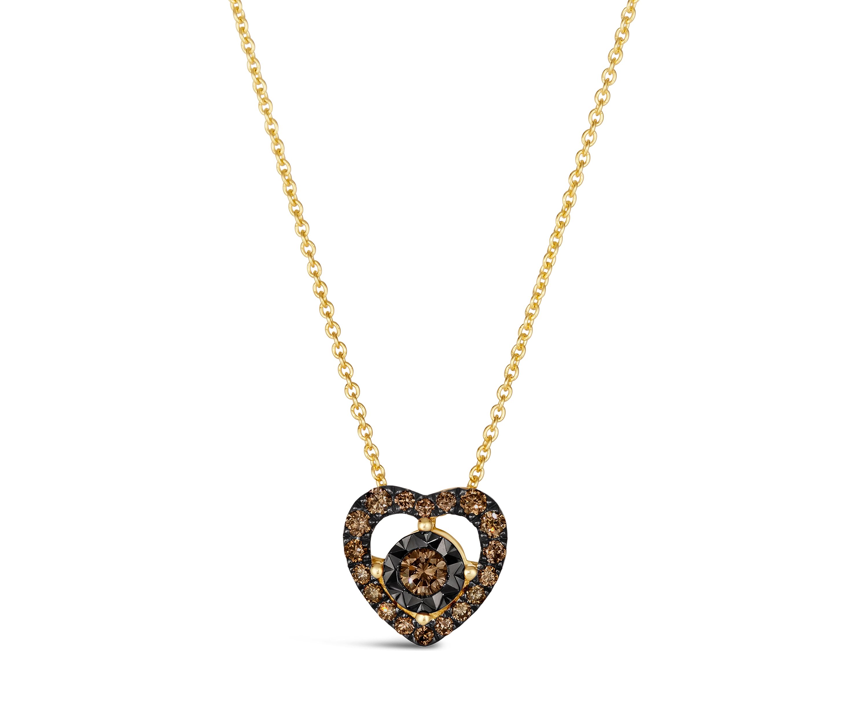 Diamond Illusion 1/4 ct. t.w. Diamond Heart Pendant Necklace in 14K Yellow Gold