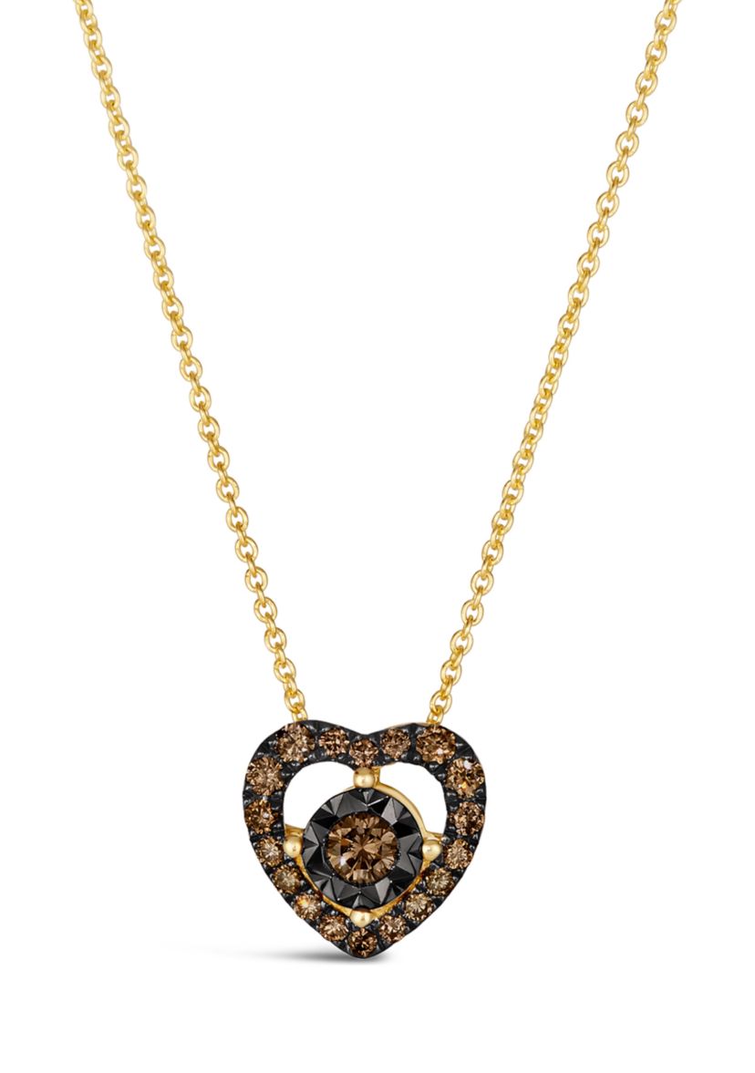 Diamond Illusion 1/4 ct. t.w. Diamond Heart Pendant Necklace in 14K Yellow Gold