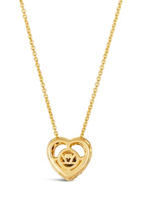 Diamond Illusion 1/4 ct. t.w. Diamond Heart Pendant Necklace in 14K Yellow Gold