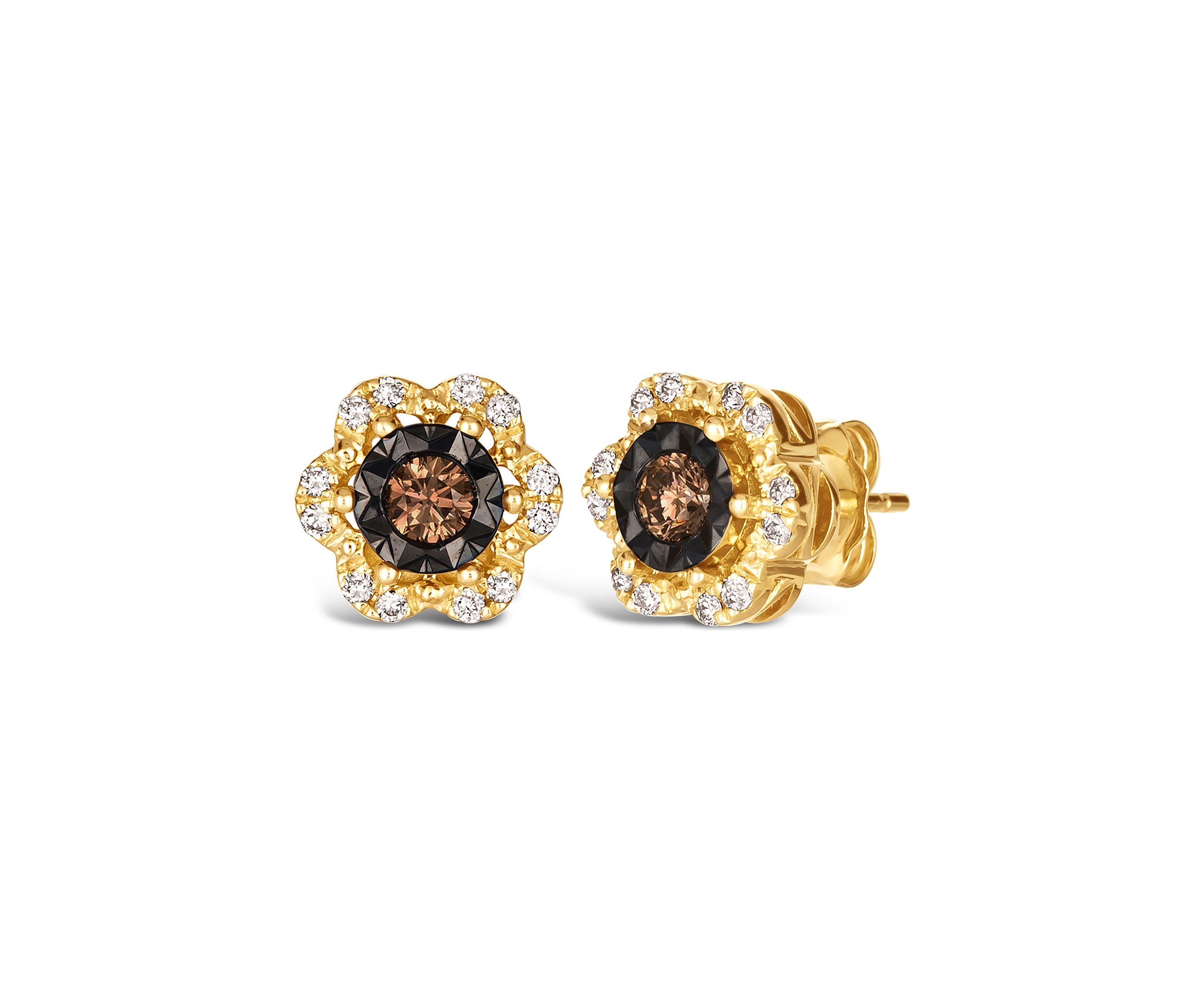 Diamond Illusion 3/8 ct. t.w. Diamond Flower Stud Earrings in 14K Yellow Gold