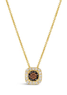 1/5 ct. t.w. Diamond Illusion Square Pendant Necklace in 14K Yellow Gold