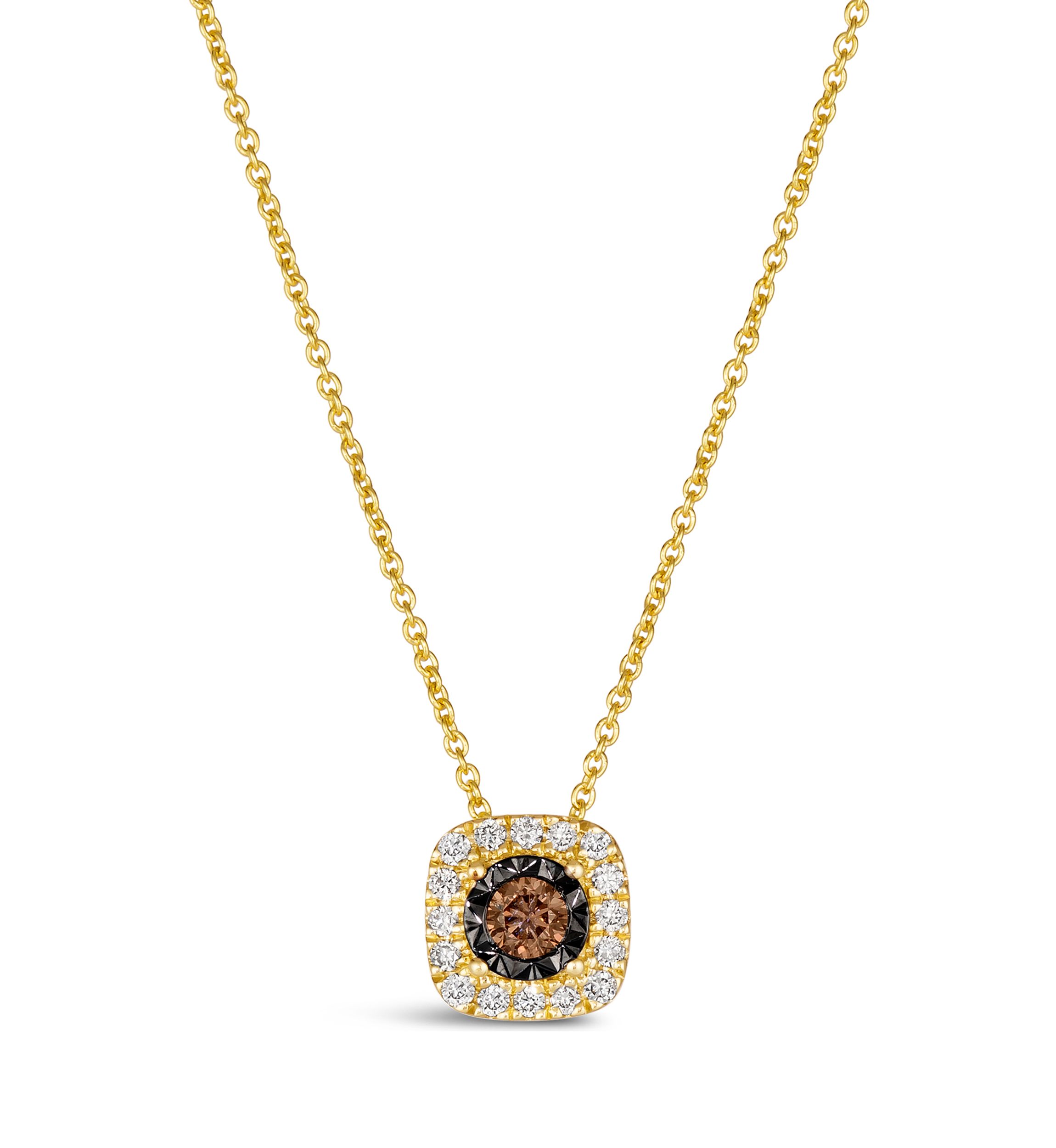 1/5 ct. t.w. Diamond Illusion Square Pendant Necklace in 14K Yellow Gold