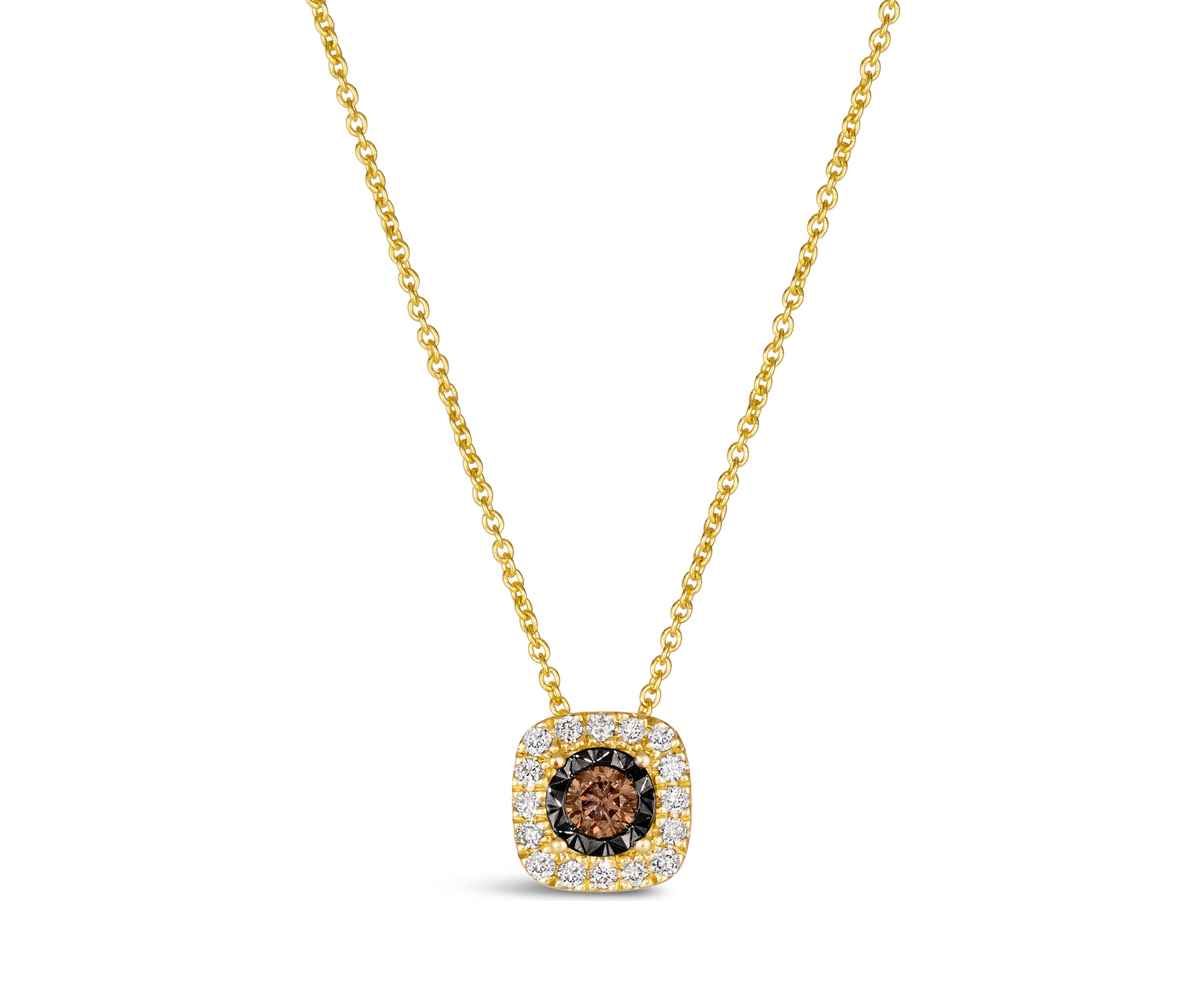 1/5 ct. t.w. Diamond Illusion Square Pendant Necklace in 14K Yellow Gold