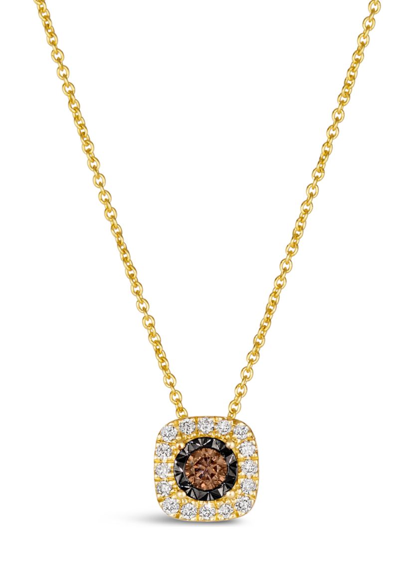 1/5 ct. t.w. Diamond Illusion Square Pendant Necklace in 14K Yellow Gold