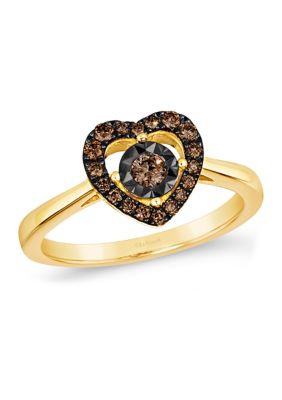 Diamond Illusion 1/4 c.t. t.w. Diamond Heart Ring in 14K Yellow Gold
