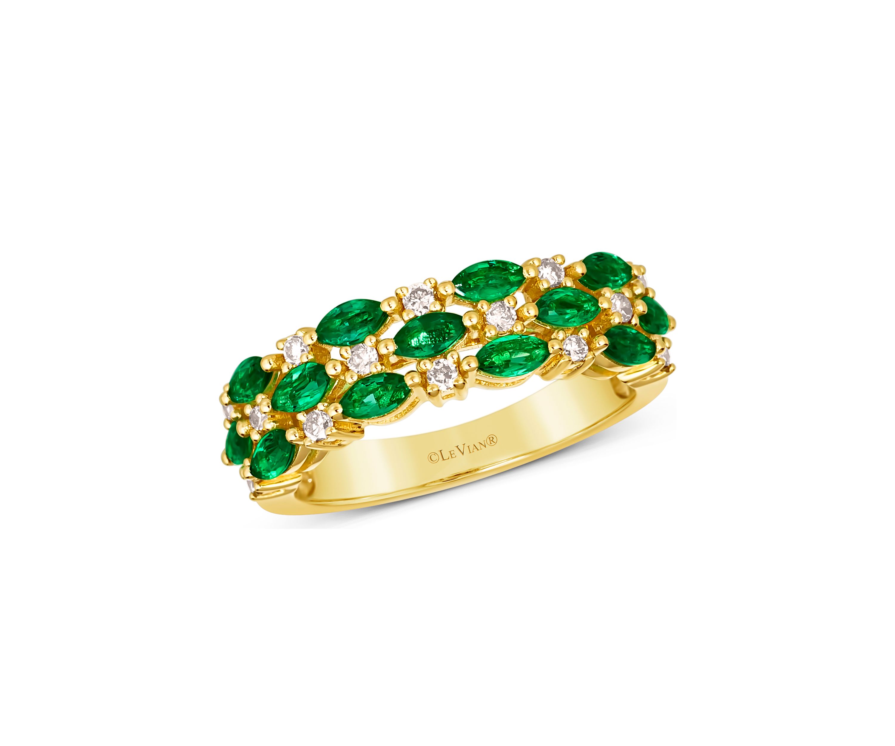 Ring featuring 3/4 ct. t.w. Costa Smeralda Emeralds™, 1/4 ct. t.w. Nude Diamonds™ set in 14K Honey Gold™