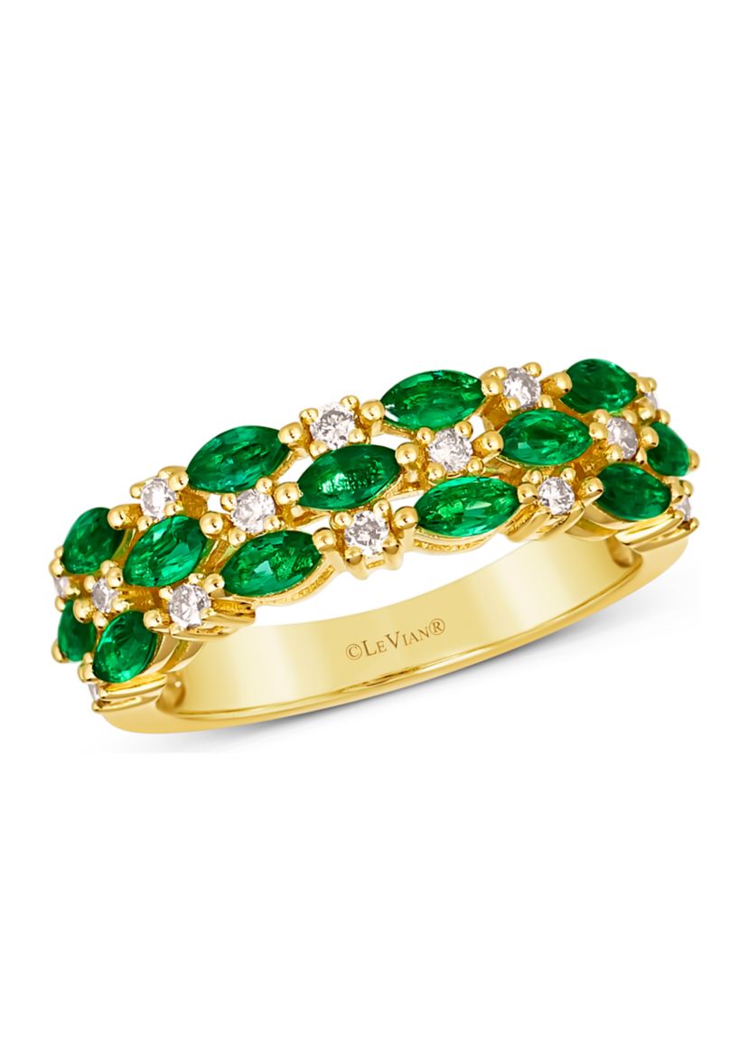 Ring featuring 3/4 ct. t.w. Costa Smeralda Emeralds™, 1/4 ct. t.w. Nude Diamonds™ set in 14K Honey Gold™