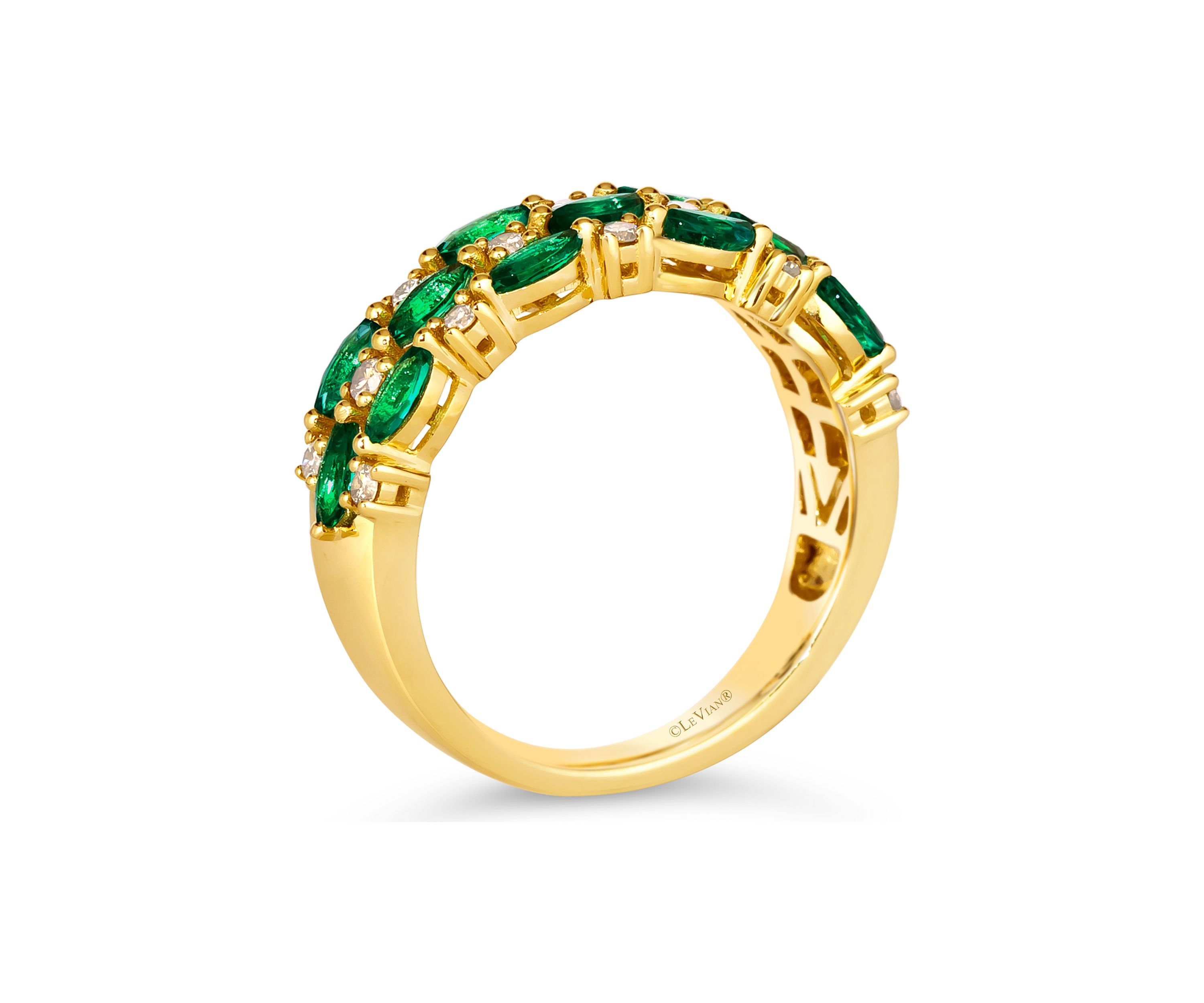 Ring featuring 3/4 ct. t.w. Costa Smeralda Emeralds™, 1/4 ct. t.w. Nude Diamonds™ set in 14K Honey Gold™