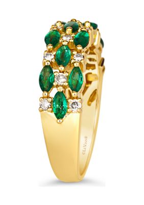 Ring featuring 3/4 ct. t.w. Costa Smeralda Emeralds™, 1/4 ct. t.w. Nude Diamonds™ set in 14K Honey Gold™