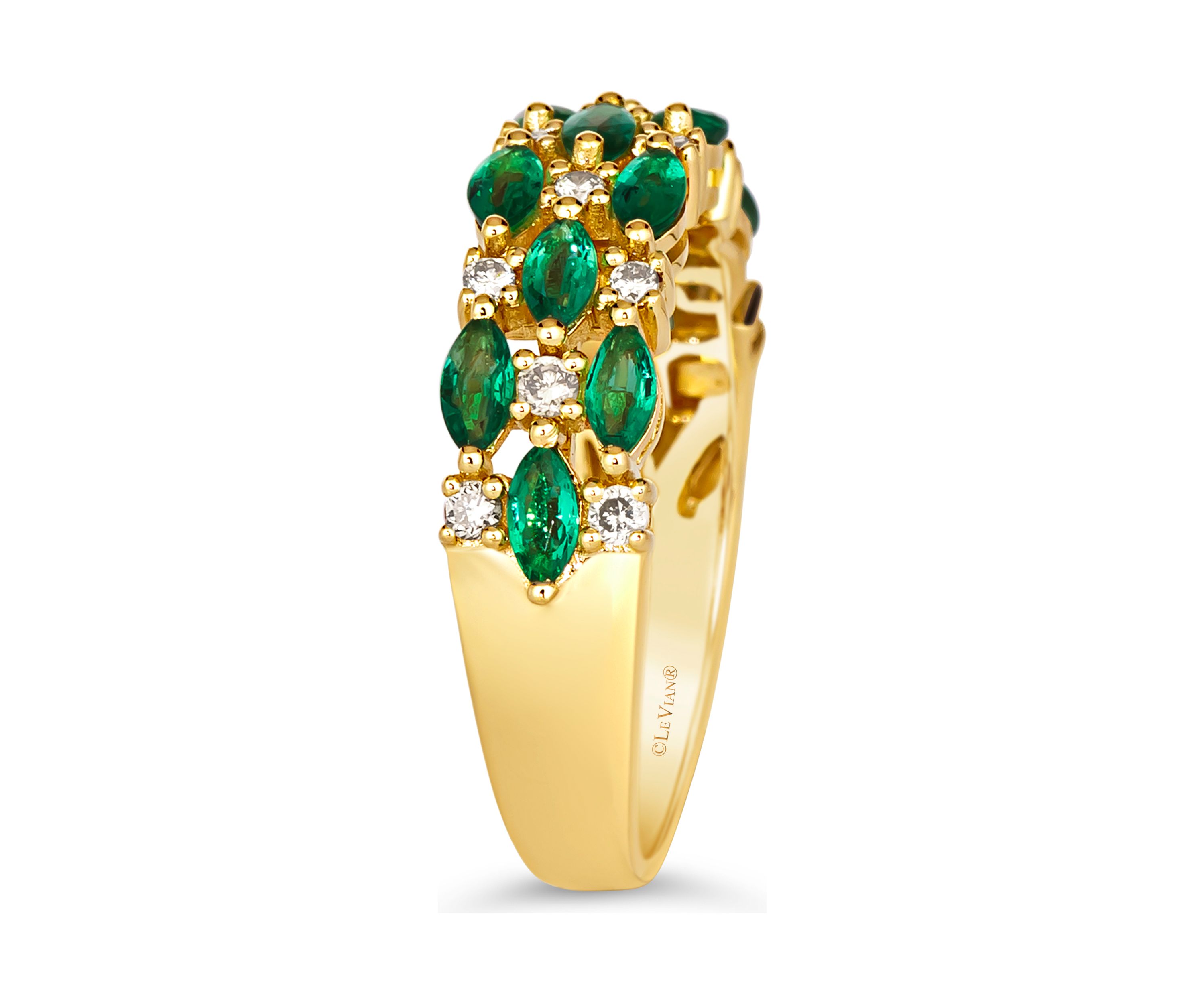 Ring featuring 3/4 ct. t.w. Costa Smeralda Emeralds™, 1/4 ct. t.w. Nude Diamonds™ set in 14K Honey Gold™