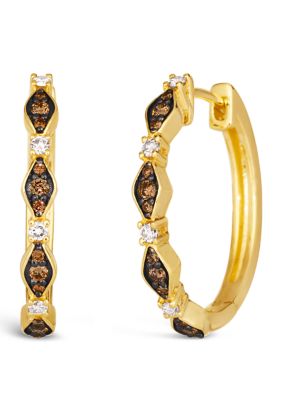 1/5 ct. t.w. Chocolate Diamonds®, 1/8 ct. t.w. Nude Diamonds™ Hoop Earrings in 14K Honey Gold™