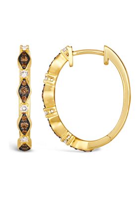 1/5 ct. t.w. Chocolate Diamonds®, 1/8 ct. t.w. Nude Diamonds™ Hoop Earrings in 14K Honey Gold™