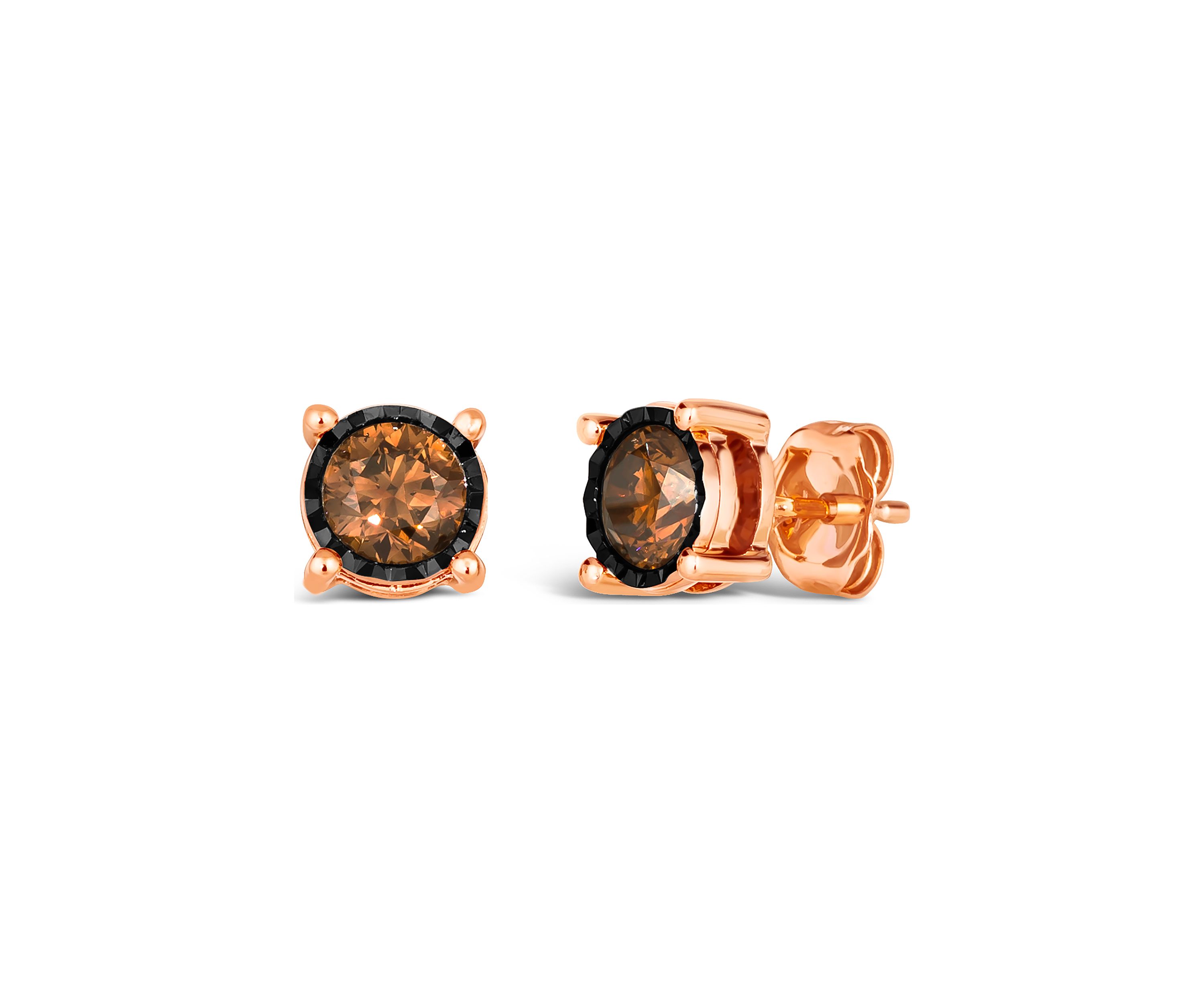  Chocolatier® Earrings featuring 1 ct. t.w. Chocolate Diamonds®. set in 14K Strawberry Gold®
