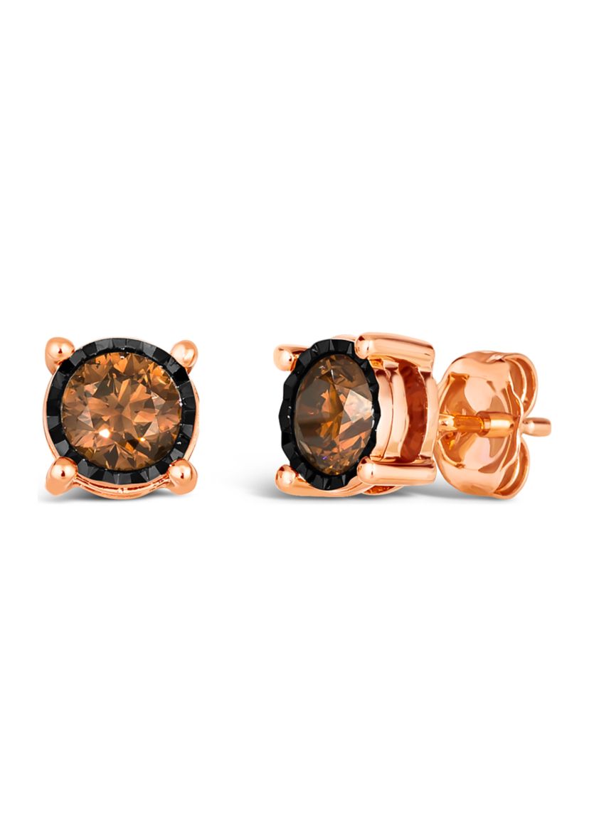  Chocolatier® Earrings featuring 1 ct. t.w. Chocolate Diamonds®. set in 14K Strawberry Gold®
