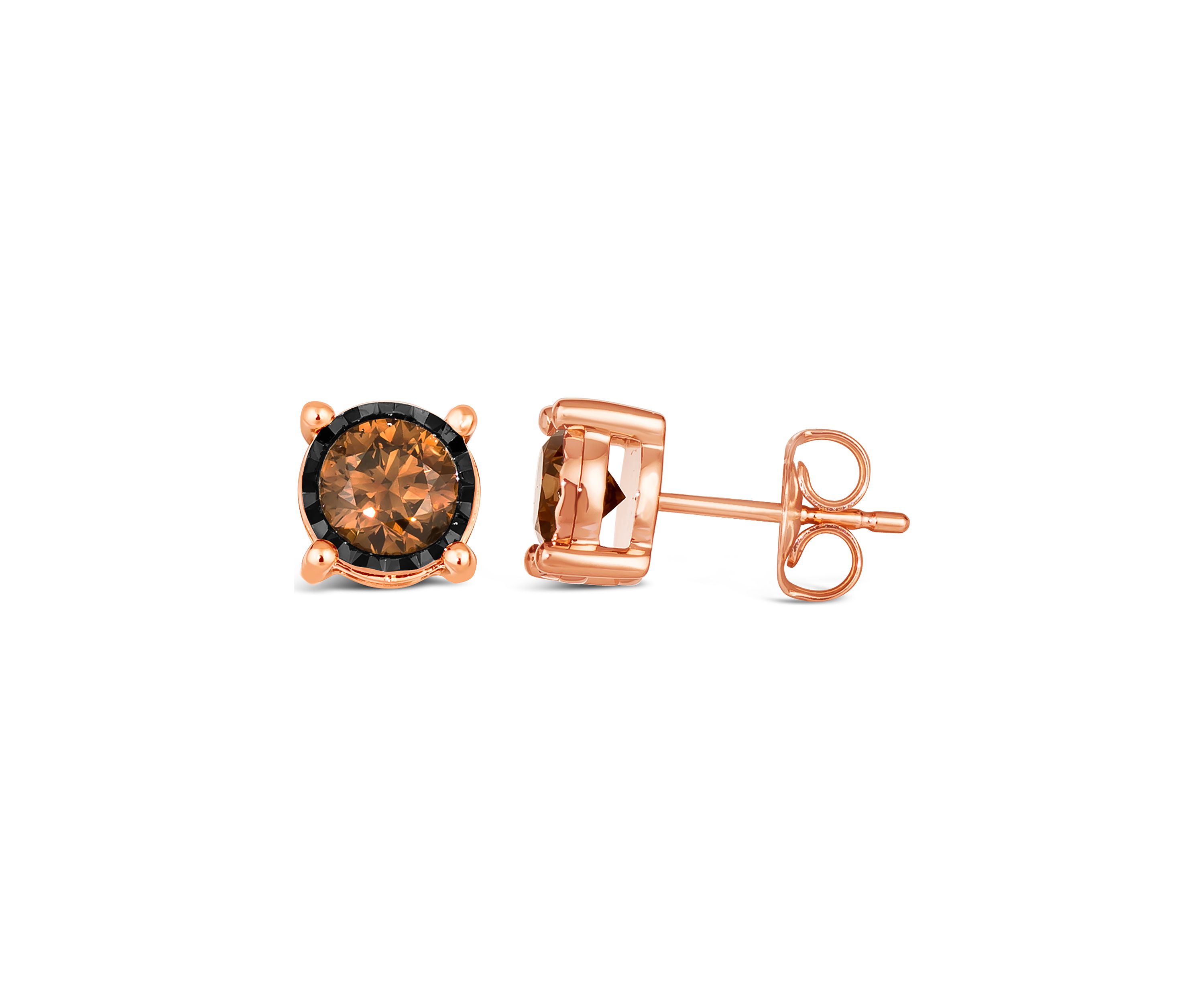  Chocolatier® Earrings featuring 1 ct. t.w. Chocolate Diamonds®. set in 14K Strawberry Gold®