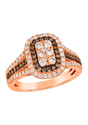 Le Vian Ring Featuring 5/8 Ct. T.w. Nude Diamondsâ¢, 1/4 Ct. T.w. Chocolate Diamonds In 14K Strawberry Gold