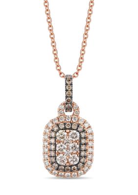 Le Vian 1/2 Ct. T.w. Nude Diamondsâ¢, 1/5 Ct. T.w. Chocolate Diamonds Pendant Necklace In 14K Strawberry Gold