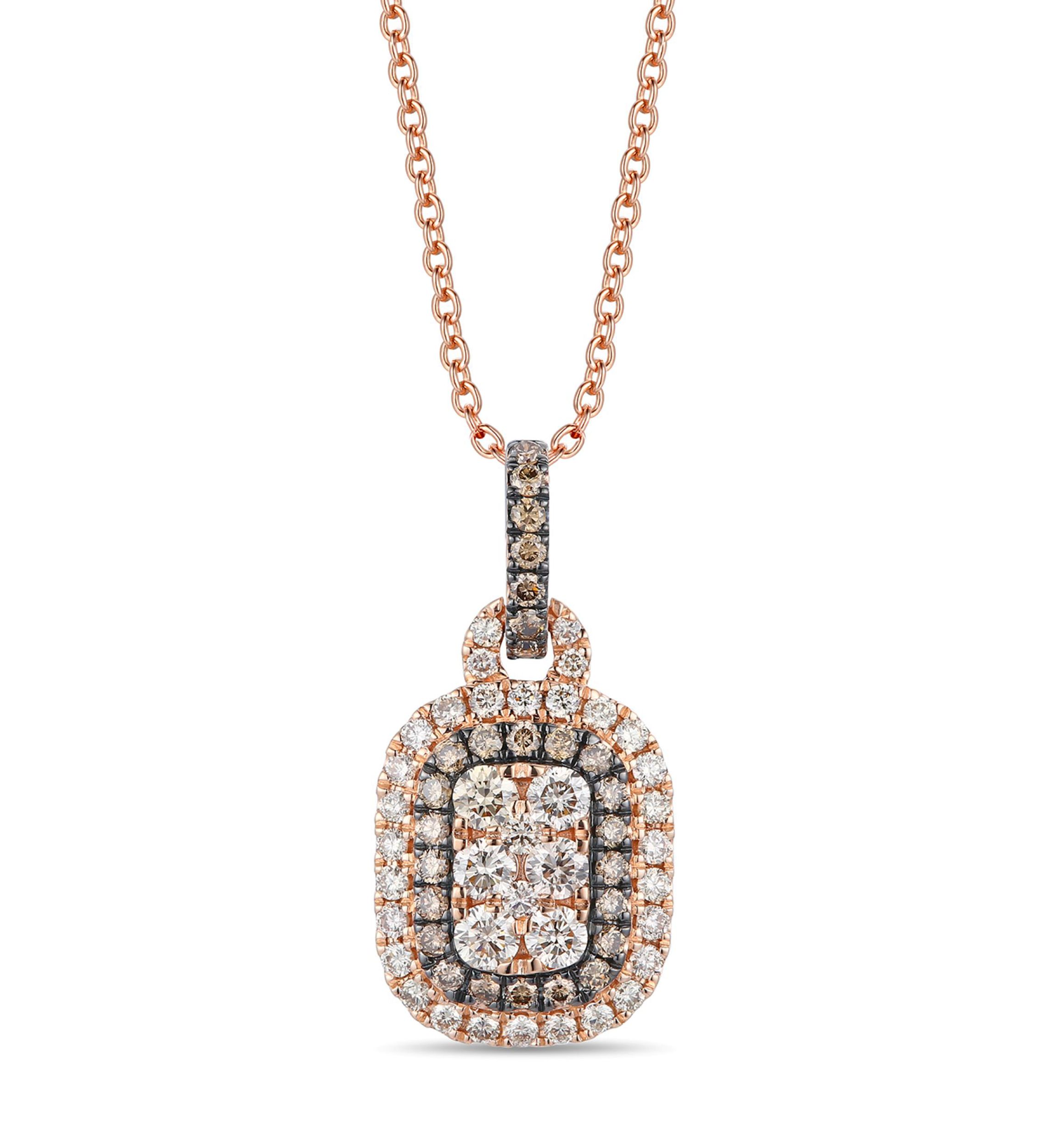 1/2 ct. t.w. Nude Diamonds™, 1/5 ct. t.w. Chocolate Diamonds® Pendant Necklace in 14K Strawberry Gold®