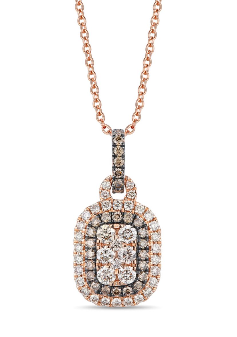1/2 ct. t.w. Nude Diamonds™, 1/5 ct. t.w. Chocolate Diamonds® Pendant Necklace in 14K Strawberry Gold®