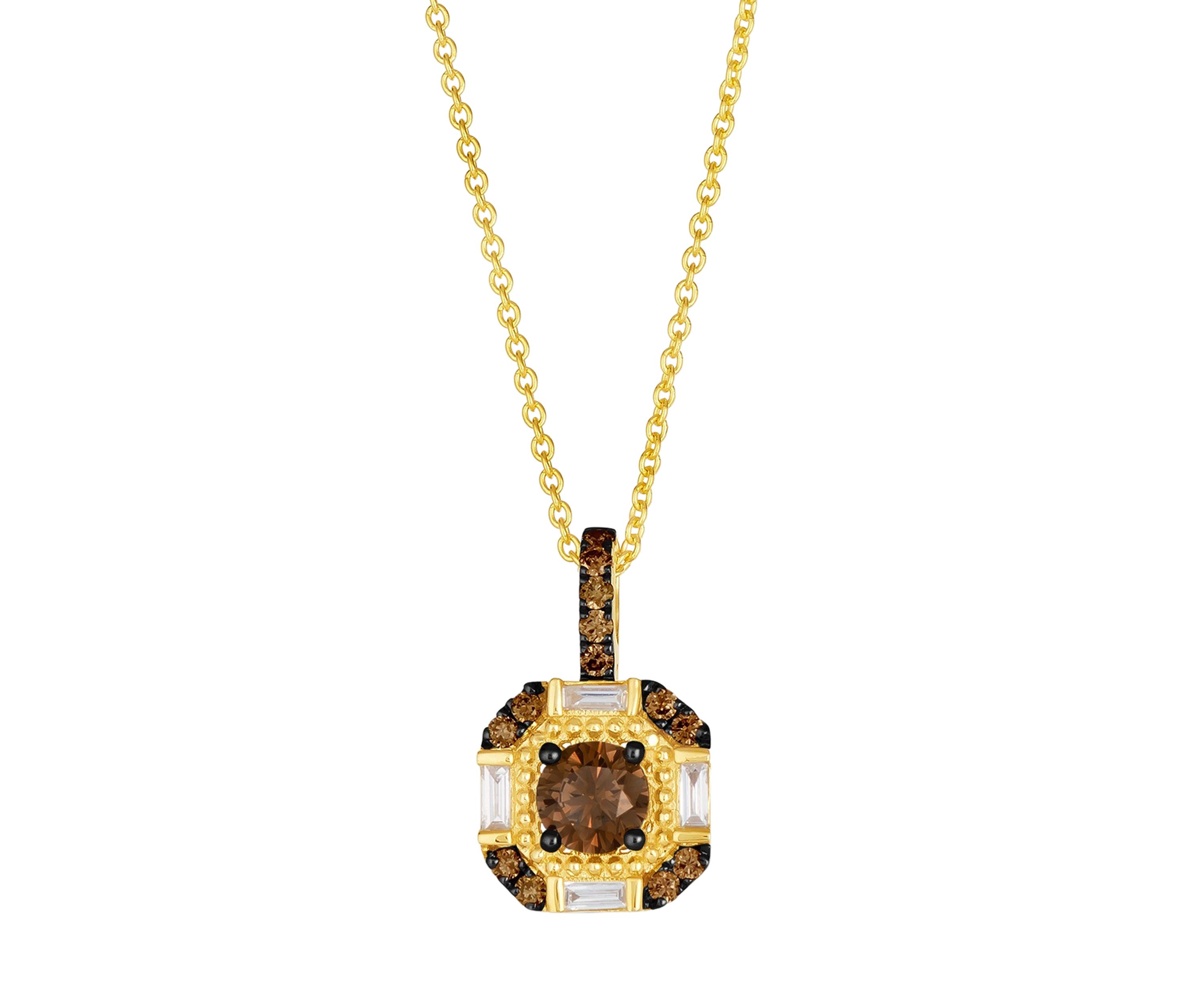 3/8 ct. t.w. Chocolate Diamonds®, 1/10 ct. t.w. Vanilla Diamonds® Chocolatier® Pendant Necklace in 14K Honey Gold™