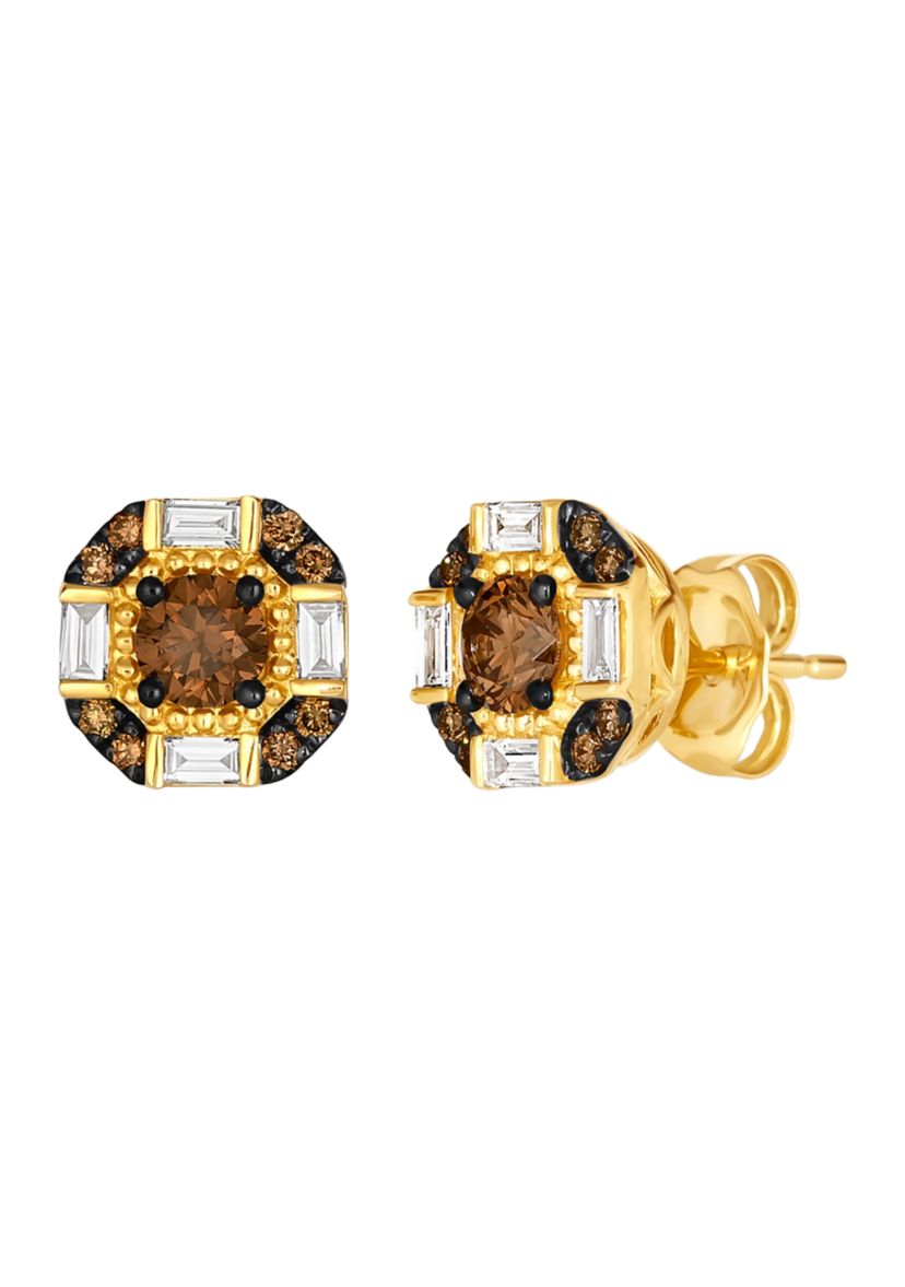 1/2 ct. t.w. Chocolate Diamonds®, 1/6 ct. t.w. Vanilla Diamonds® Chocolatier® Stud Earrings in 14K Honey Gold™