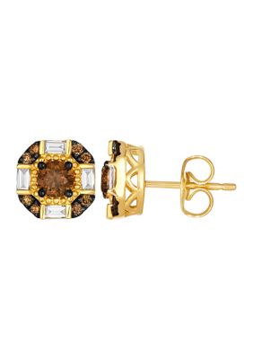 1/2 ct. t.w. Chocolate Diamonds®, 1/6 ct. t.w. Vanilla Diamonds® Chocolatier® Stud Earrings in 14K Honey Gold™