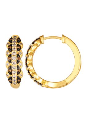 1/2 ct. t.w. Nude Diamonds™, 1/8 ct. t.w. Chocolate Diamonds® Chocolatier® Hoop Earrings in 14K Honey Gold™