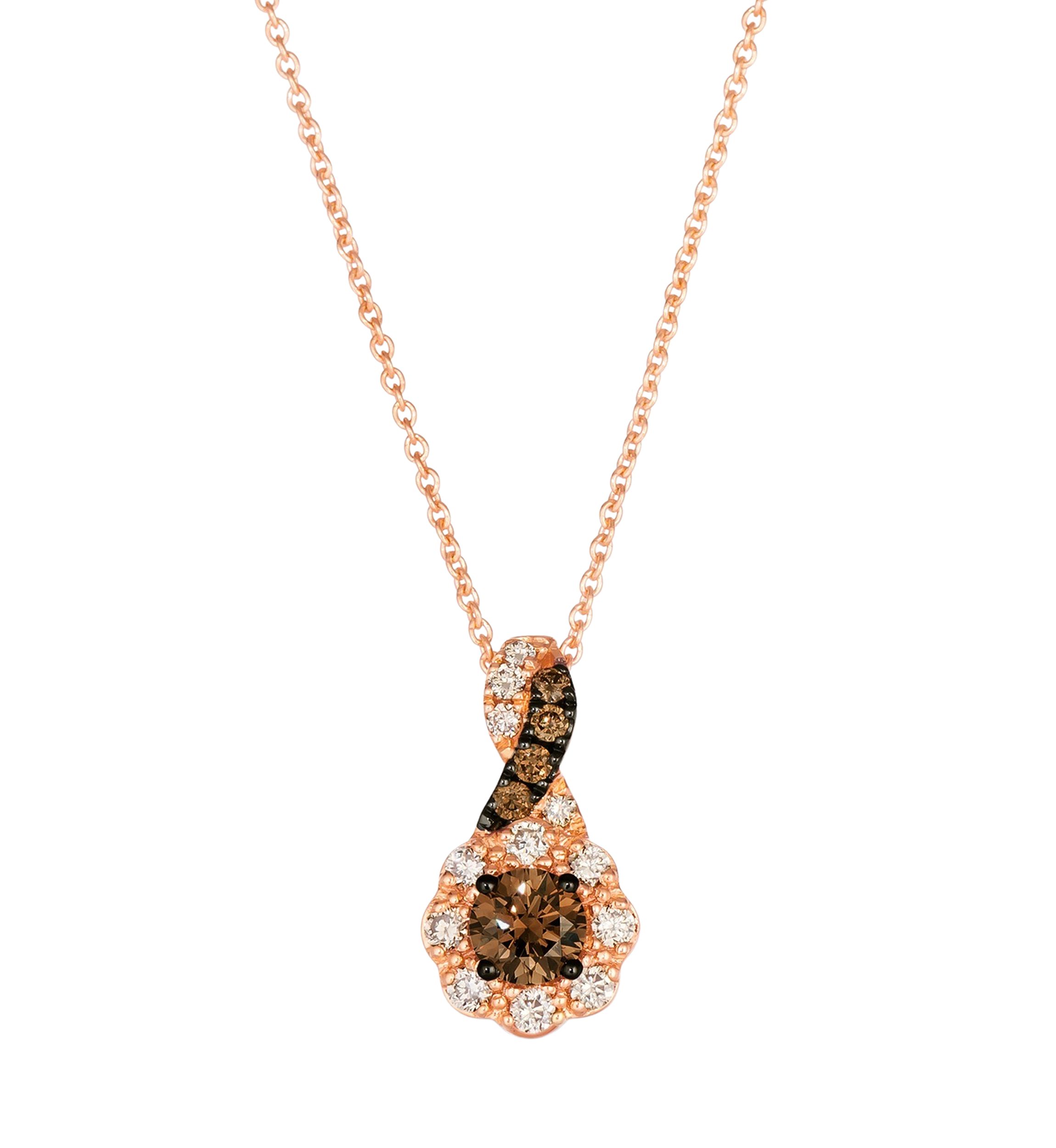 1/4 ct. t.w. Chocolate Diamonds®, 1/5 ct. t.w. Nude Diamonds™ Pendant Necklace in 14K Strawberry Gold®