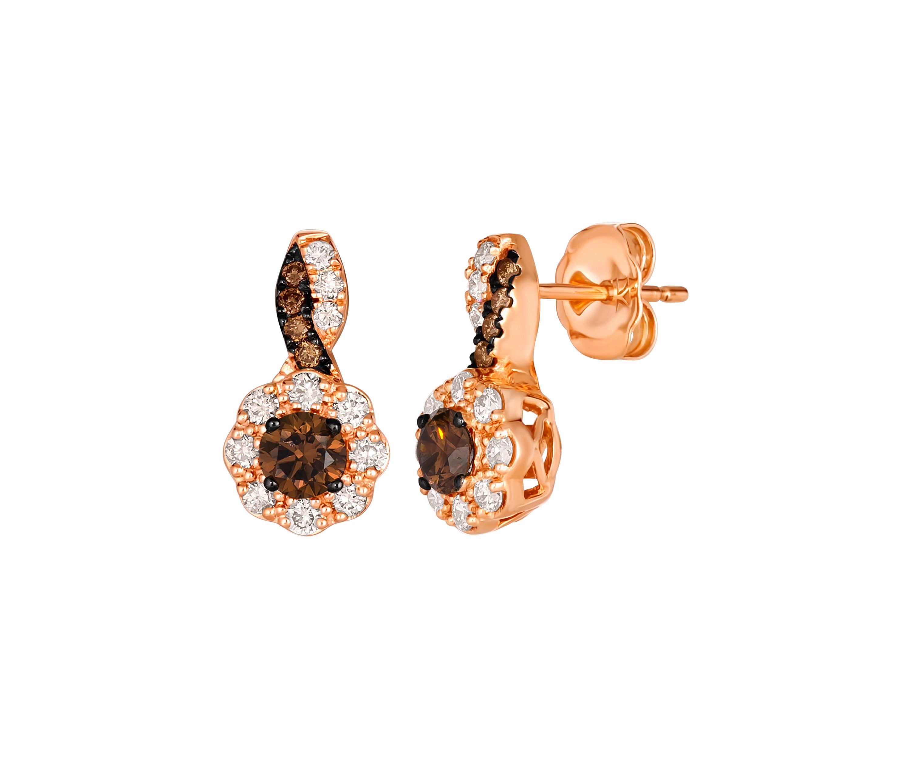 3/8 ct. t.w. Chocolate Diamonds®, 1/3 ct. t.w. Nude Diamonds™ Stud Earrings in 14K Strawberry Gold®
